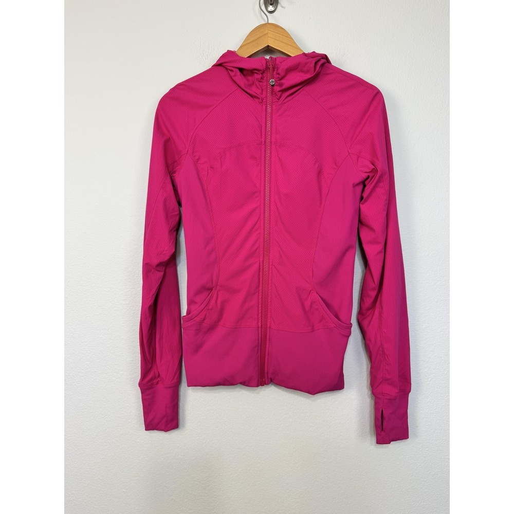 Lululemon In Flux Reversible Jacket Women's 8 Pink Hooded Full Zip Athletic